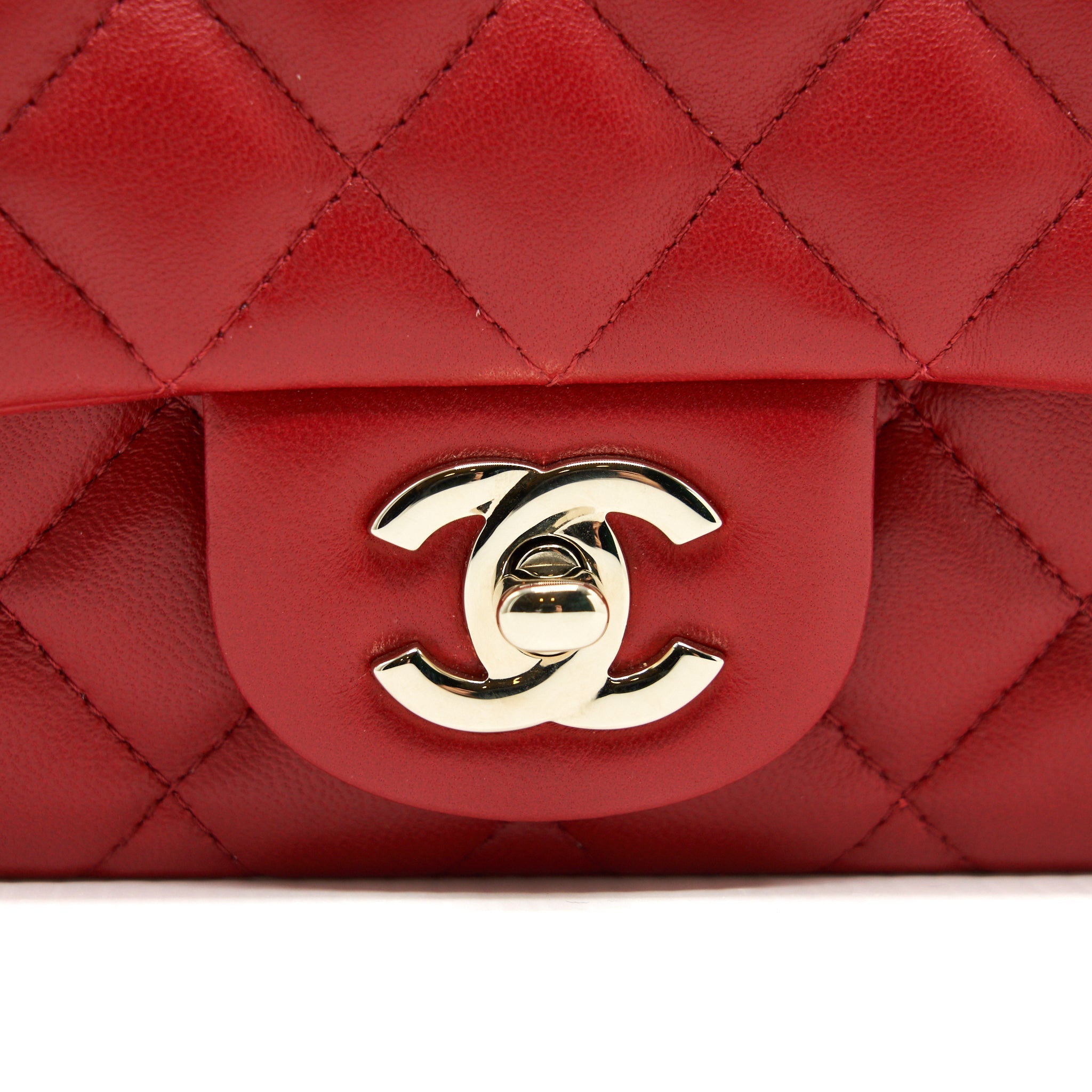 CHANEL MINI SQUARE FLAP BAG RED LGHW