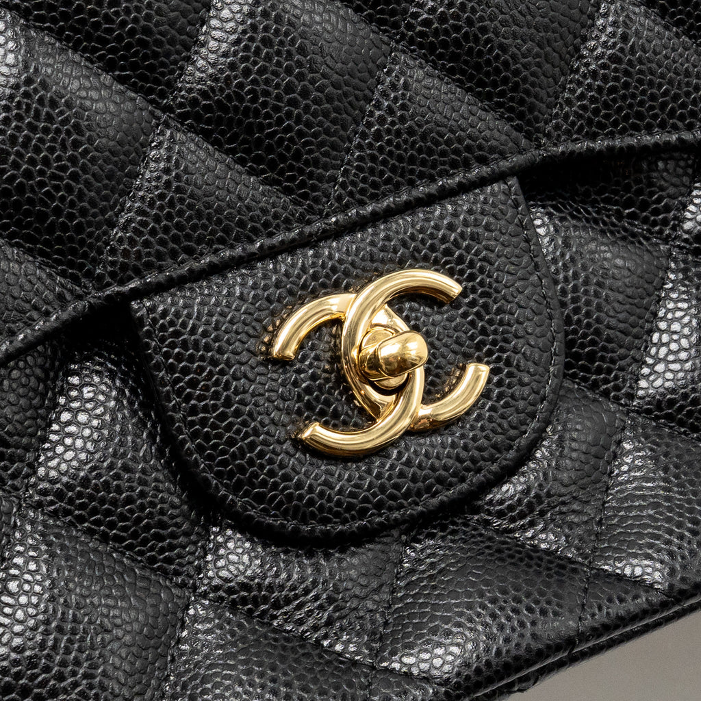 CHANEL JUMBO CLASSIC DOUBLE FLAP BAG CAVIAR BLACK GHW