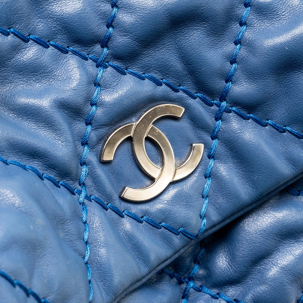 CHANEL HOBO SHOULDER BAG CALFSKIN BLUE SHW