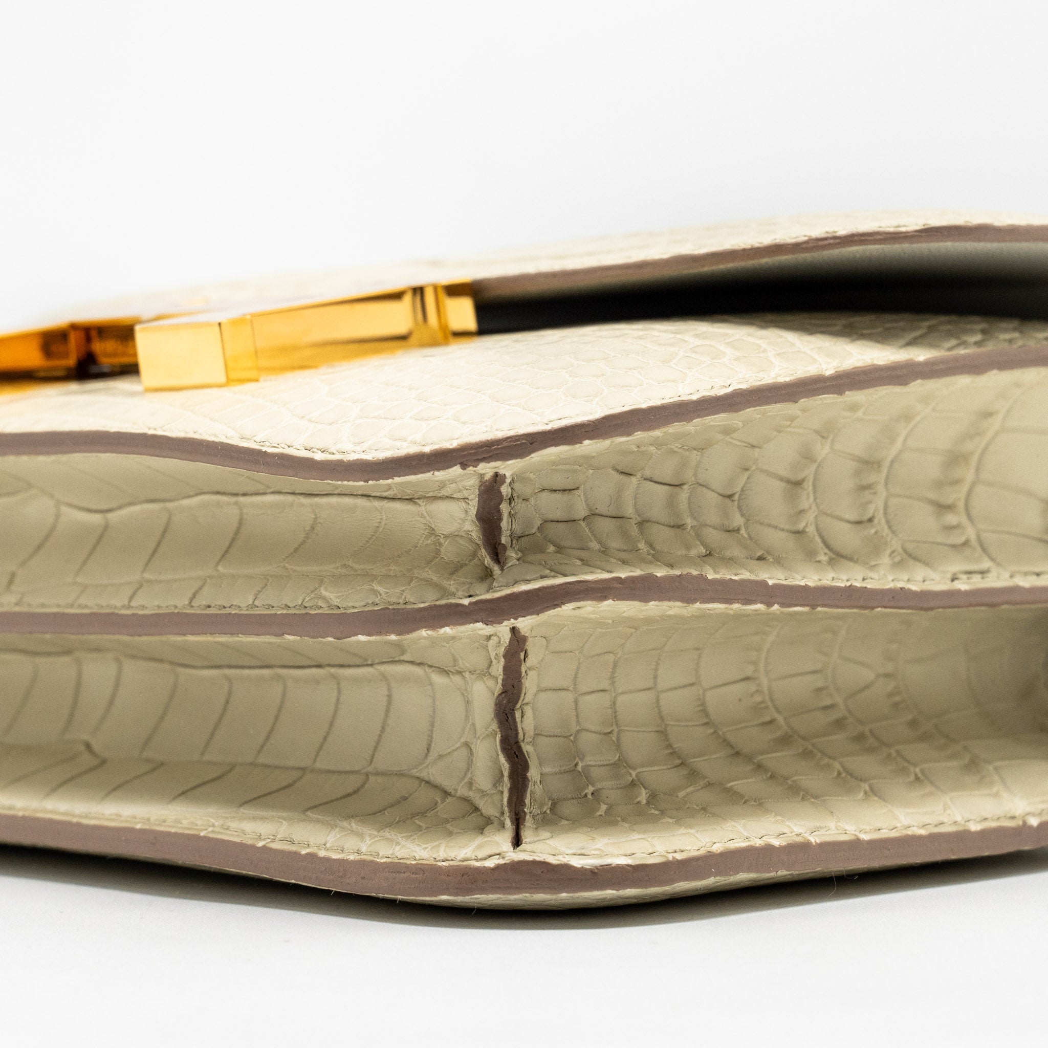 HERMES MINI CONSTANCE ALLIGATOR MISSISSIPPIENSIS MAT BETON GHW
