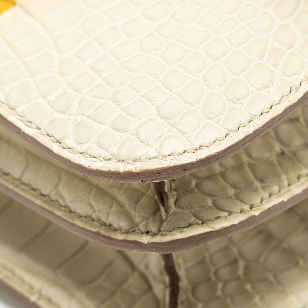 HERMES MINI CONSTANCE ALLIGATOR MISSISSIPPIENSIS MAT BETON GHW