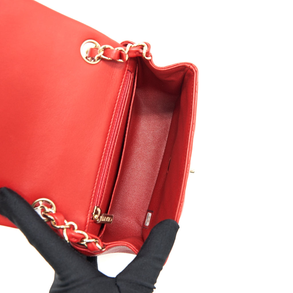 CHANEL MINI SQUARE FLAP BAG RED LGHW