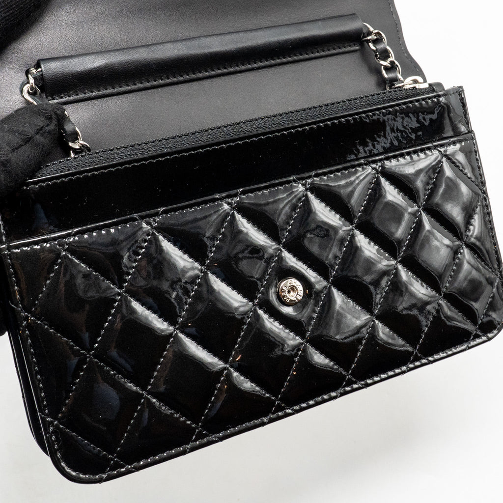 CHANEL WALLET ON CHAIN PATENT LEATHER BLACK SHW
