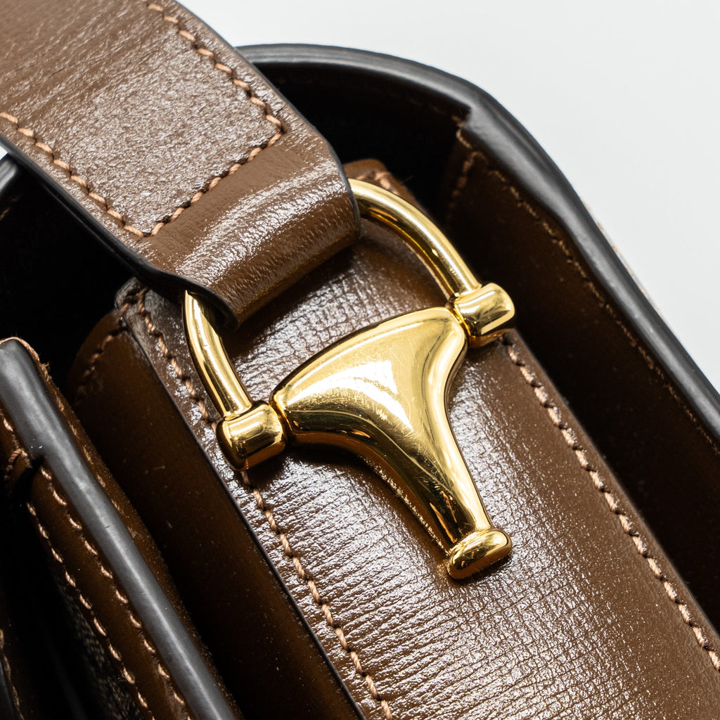 GUCCI HORSEBIT 1955 SHOULDER BAG GG SUPREME CANVAS/ LEATHER BROWN GHW