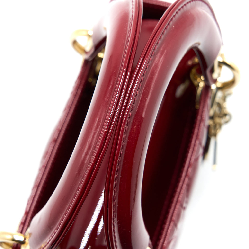 DIOR MINI LADY DIOR PATENT RED LGHW