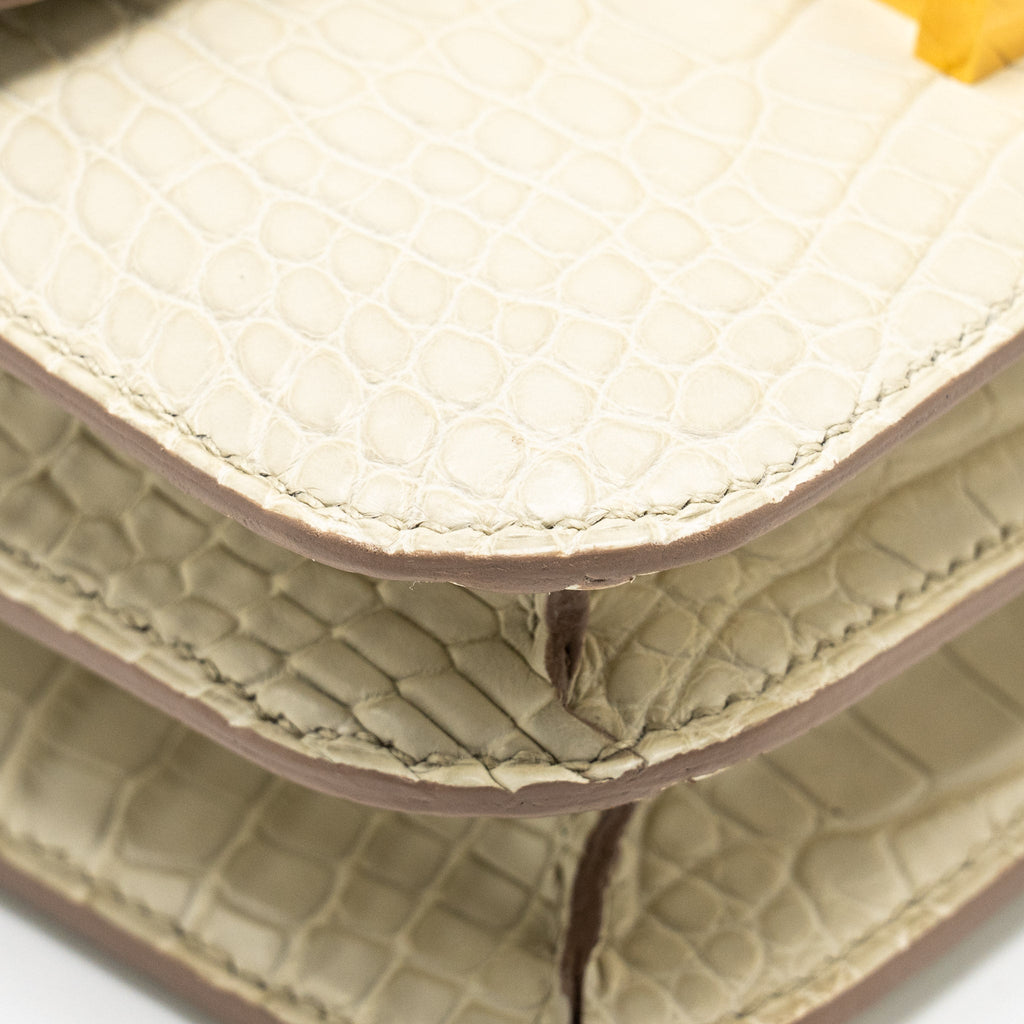 HERMES MINI CONSTANCE ALLIGATOR MISSISSIPPIENSIS MAT BETON GHW