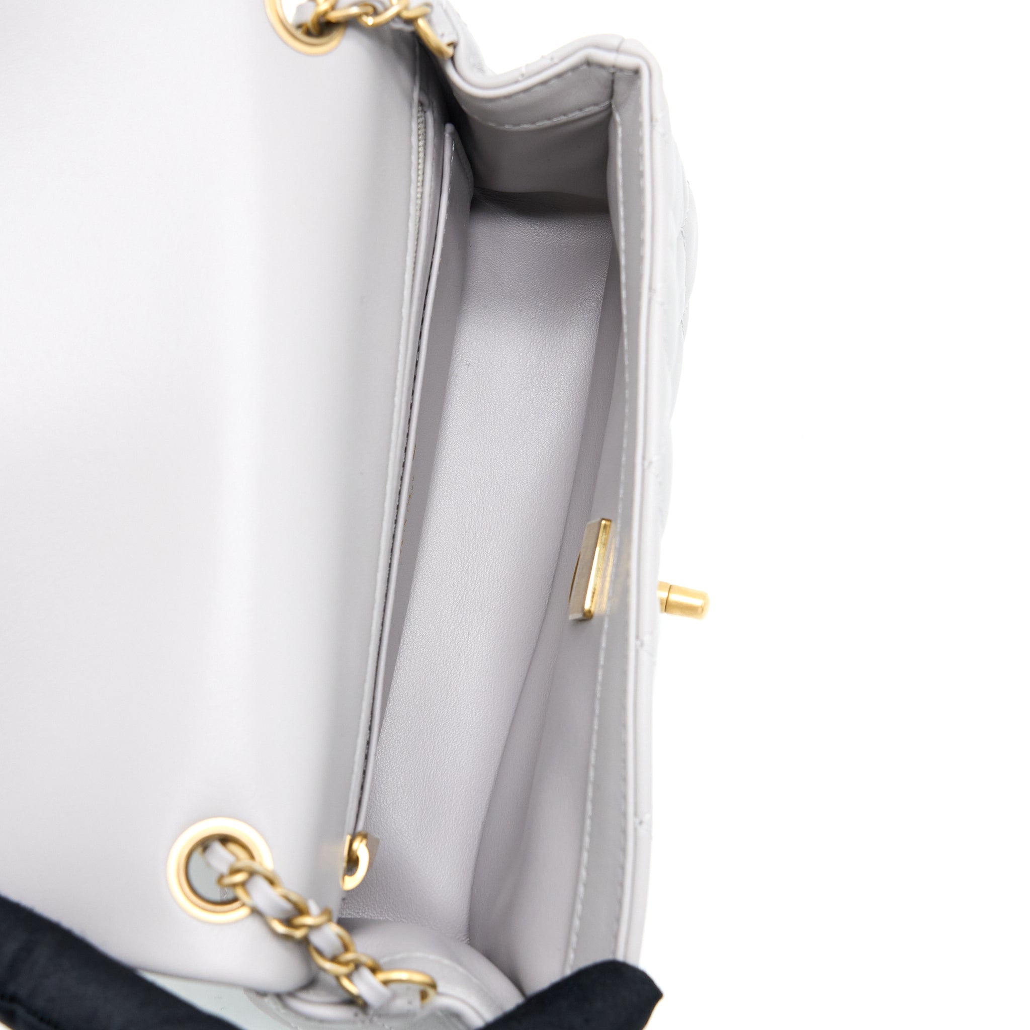 CHANEL PEARL CRUSH MINI RECTANGULAR LAMBSKIN GREY BRUSHED GHW(MICROCHIP)