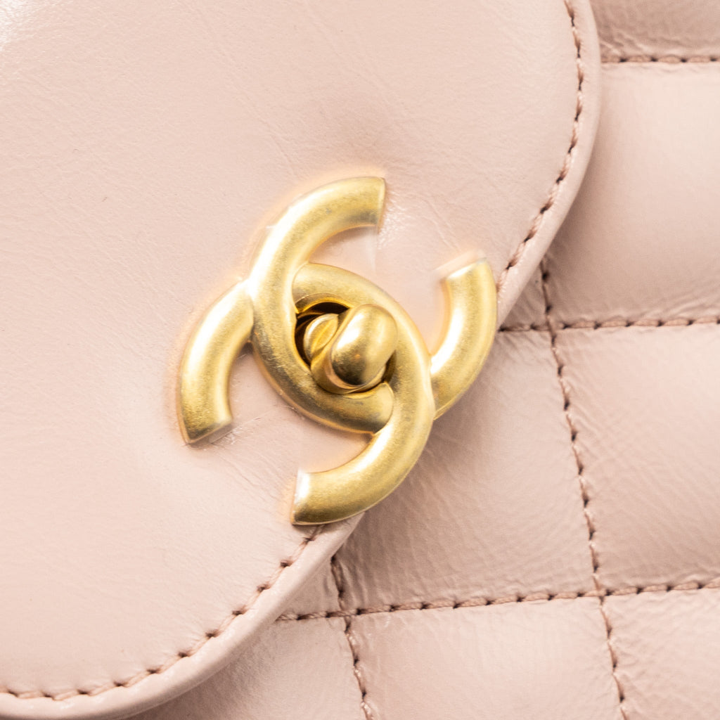 CHANEL 23K MINI SHOPPING BAG CALFSKIN LIGHT PINK  BRUSHED GHW(MICROCHIP)