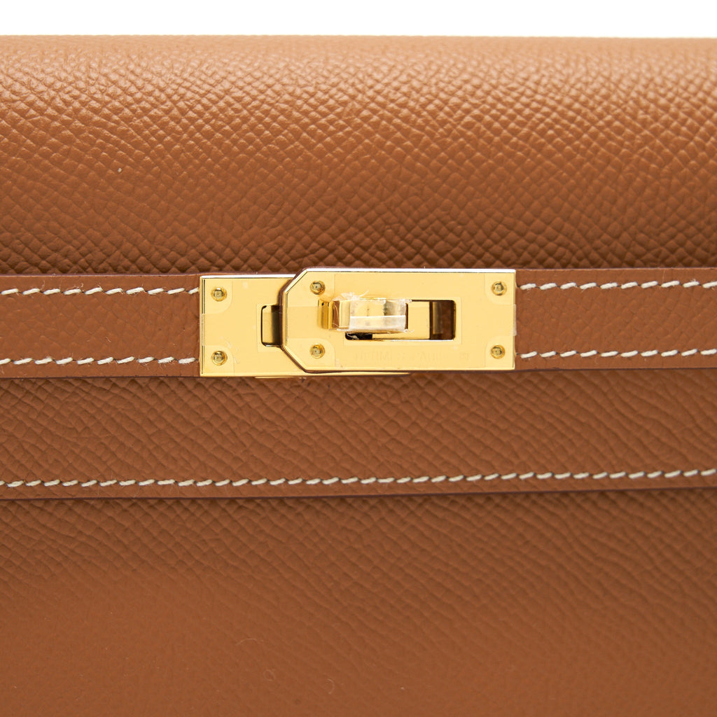 HERMES CLASSIC KELLY TO GO GOLD WITH GHW EPSOM LEATHER