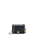 CHANEL PEARL CRUSH MINI SQUARE LAMBSKIN BLACK BRUSHED GHW (MICROCHIP)