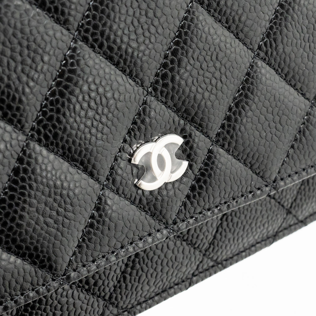 CHANEL CLASSIC WALLET ON CHAIN CAVIAR BLACK SHW (MICROCHIP)