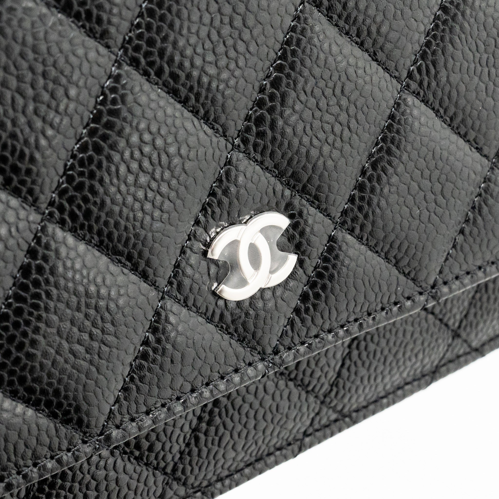 CHANEL CLASSIC WALLET ON CHAIN CAVIAR BLACK SHW (MICROCHIP)