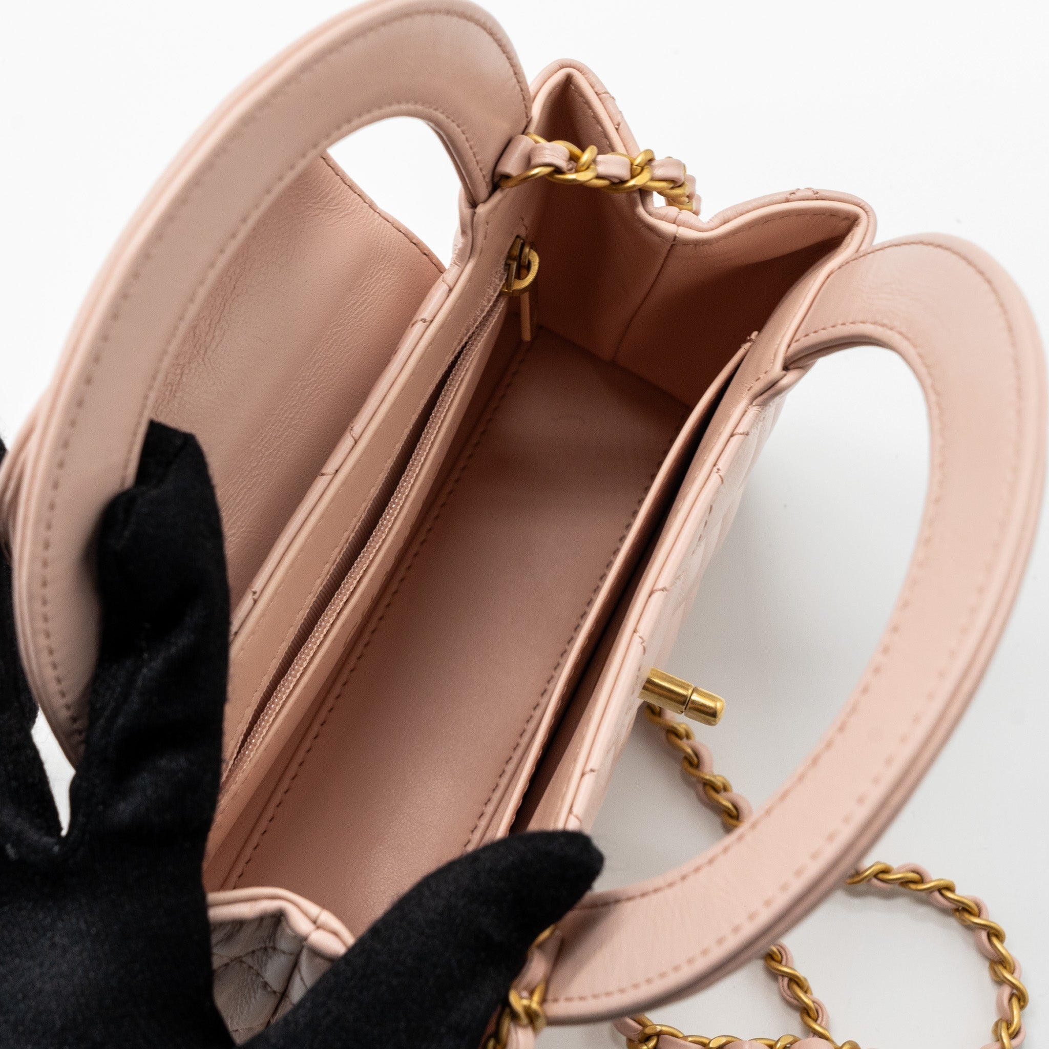 CHANEL 23K MINI SHOPPING BAG CALFSKIN LIGHT PINK  BRUSHED GHW(MICROCHIP)