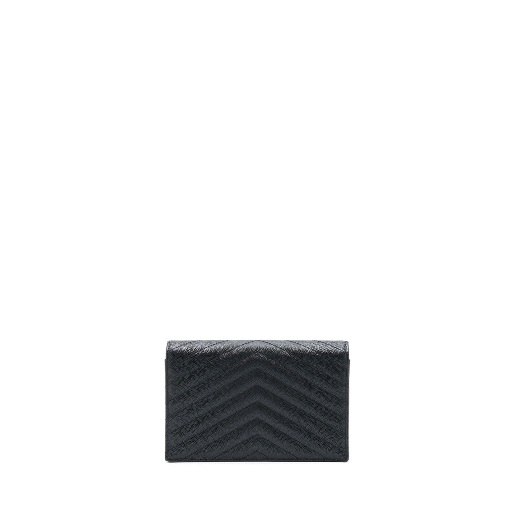 SAINT LAURENT/YSL ENVELOP CHAIN WALLET CAVIAR BLACK SHW
