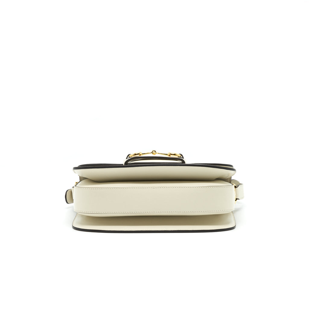 GUCCI 1955 HORSEBIT LEATHER SHOULDER BAG WHITE