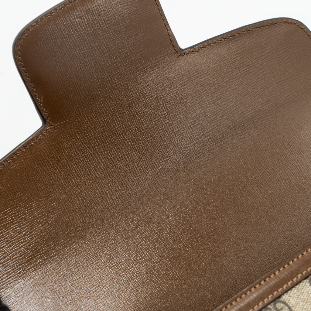 GUCCI HORSEBIT 1955 SHOULDER BAG GG SUPREME CANVAS/ LEATHER BROWN GHW