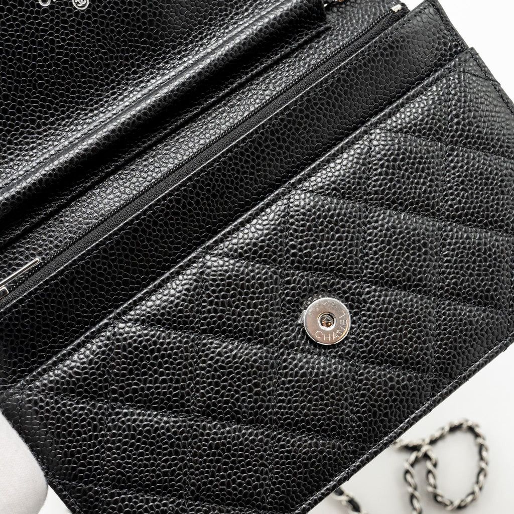 CHANEL CLASSIC WALLET ON CHAIN CAVIAR BLACK SHW (MICROCHIP)