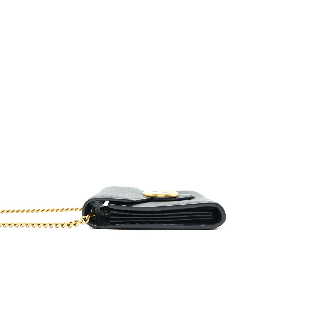 GUCCI GRAINED CALFSKIN GG LOGO WALLET ON CHAIN WITH GHW