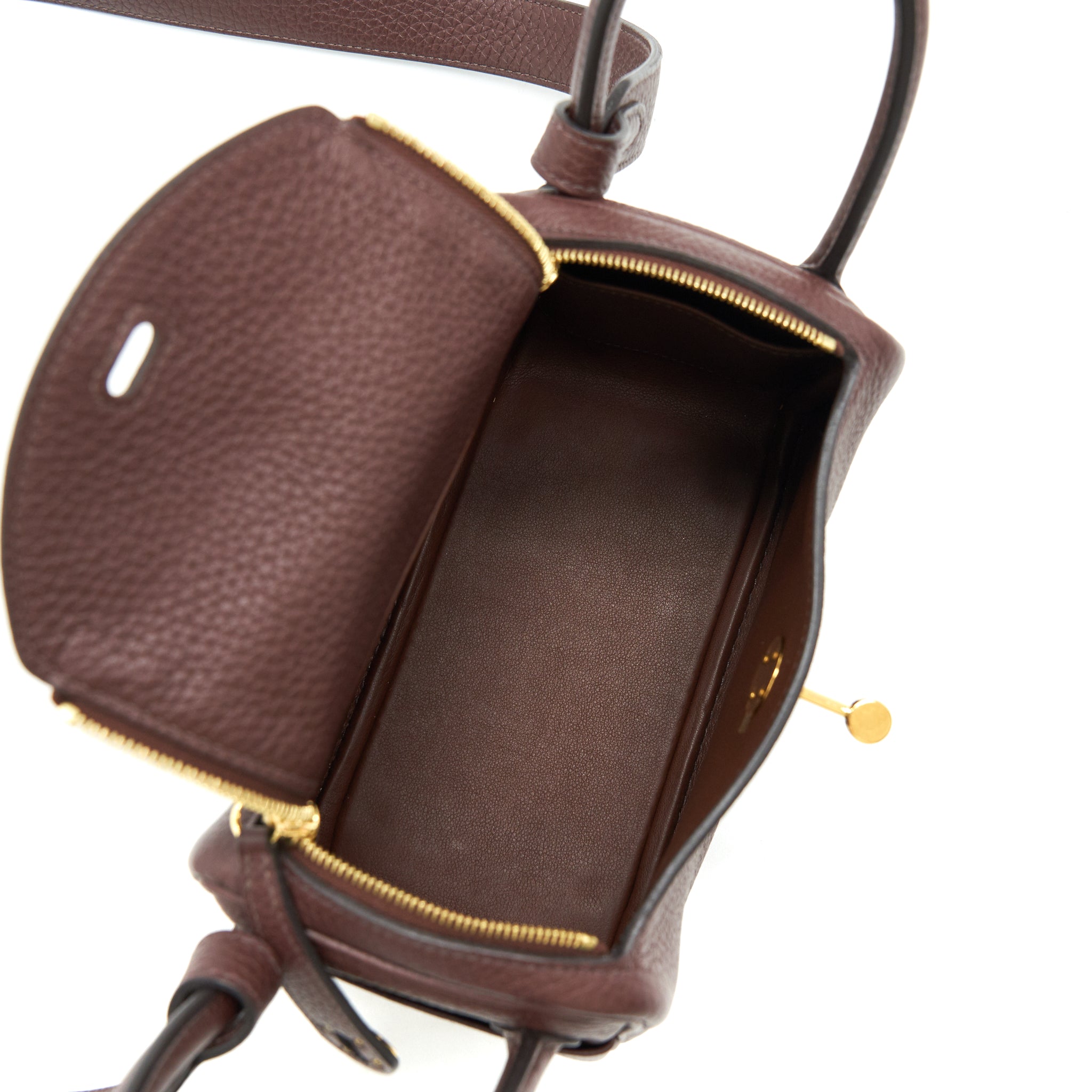 HERMES MINI LINDY 41 HAVANA GHW