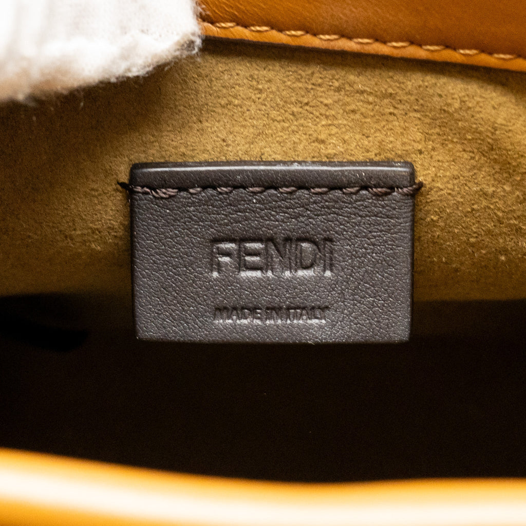FENDI MINI SUNSHINE SHOPPER BAG FF LEATHER BROWN GHW