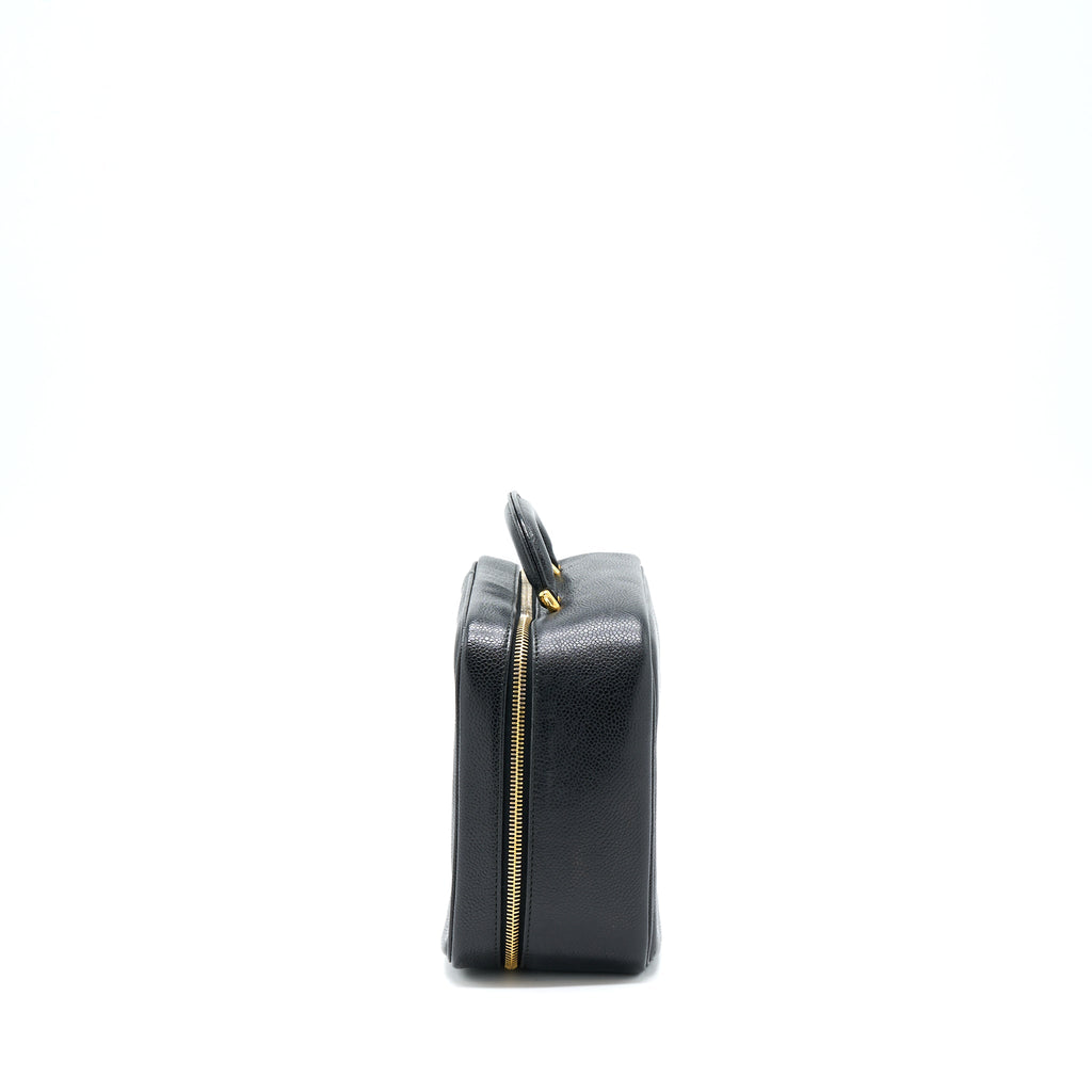 CHANEL VINTAGE CC LOGO VANITY CAVIAR BLACK GHW