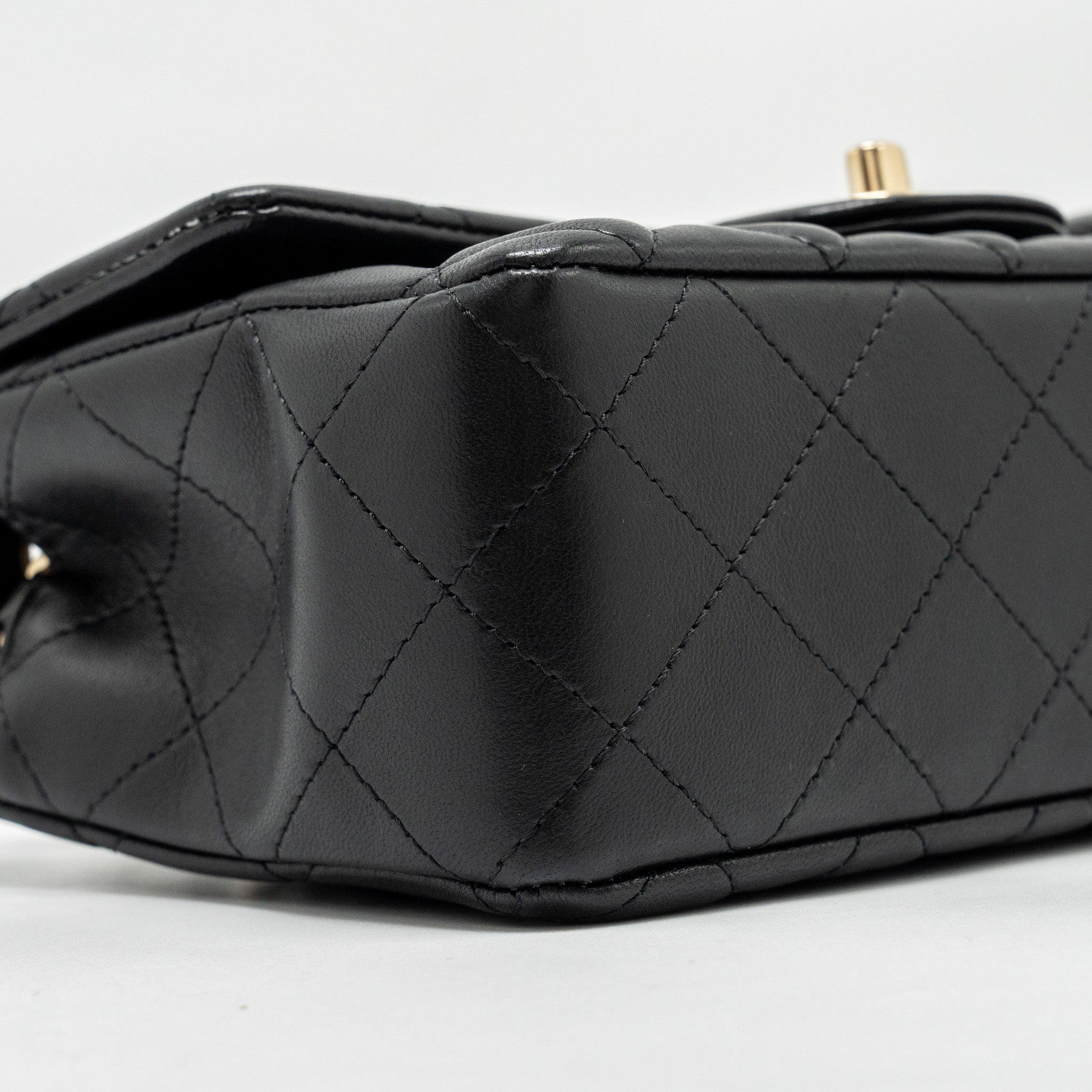 CHANEL MINI RECTANGULAR FLAP BAG LAMBSKIN BLACK LGHW (MICROCHIP)