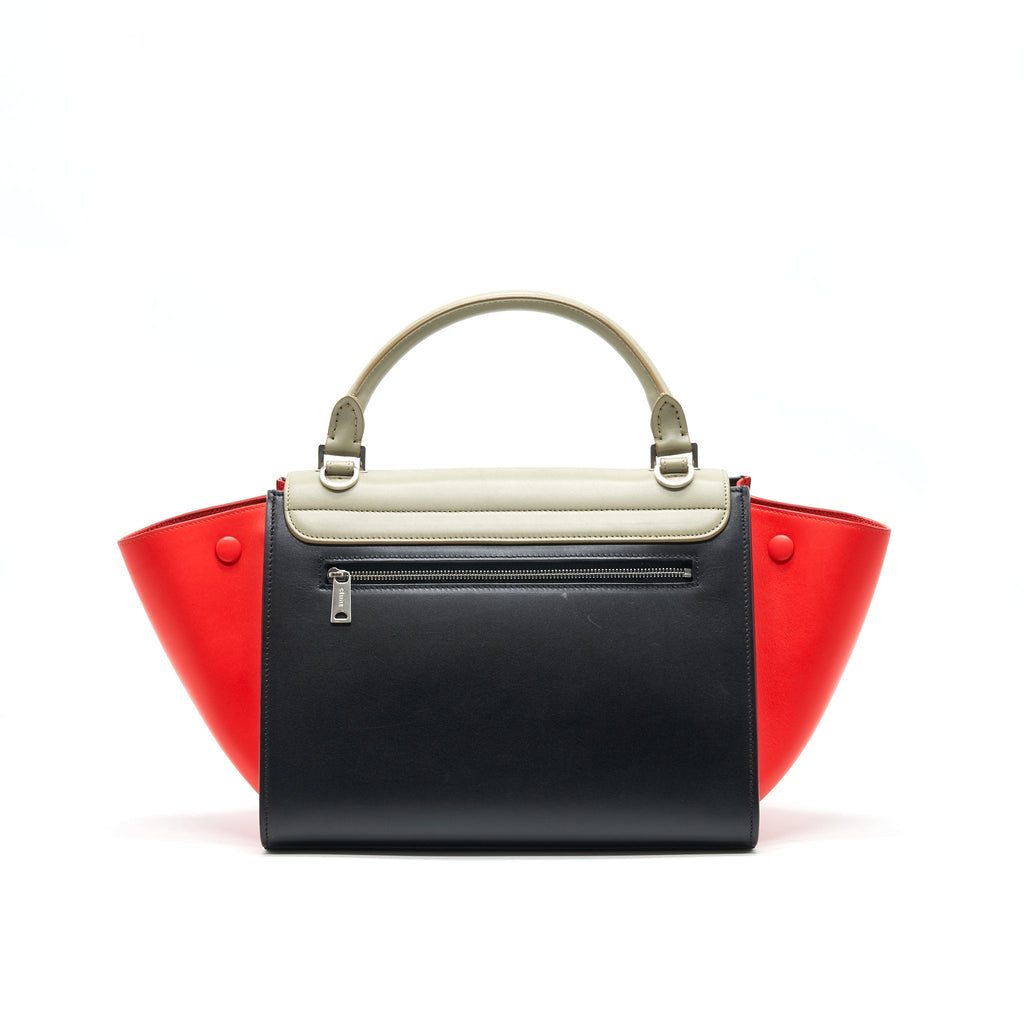 CELINE SMALL TRAPEZE BAG MULTI COLOR GREY/ BLACK/ ORANGE