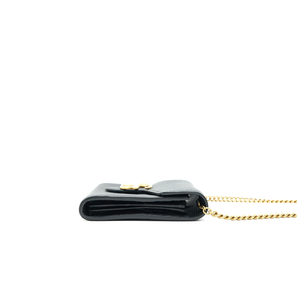 GUCCI GRAINED CALFSKIN GG LOGO WALLET ON CHAIN WITH GHW