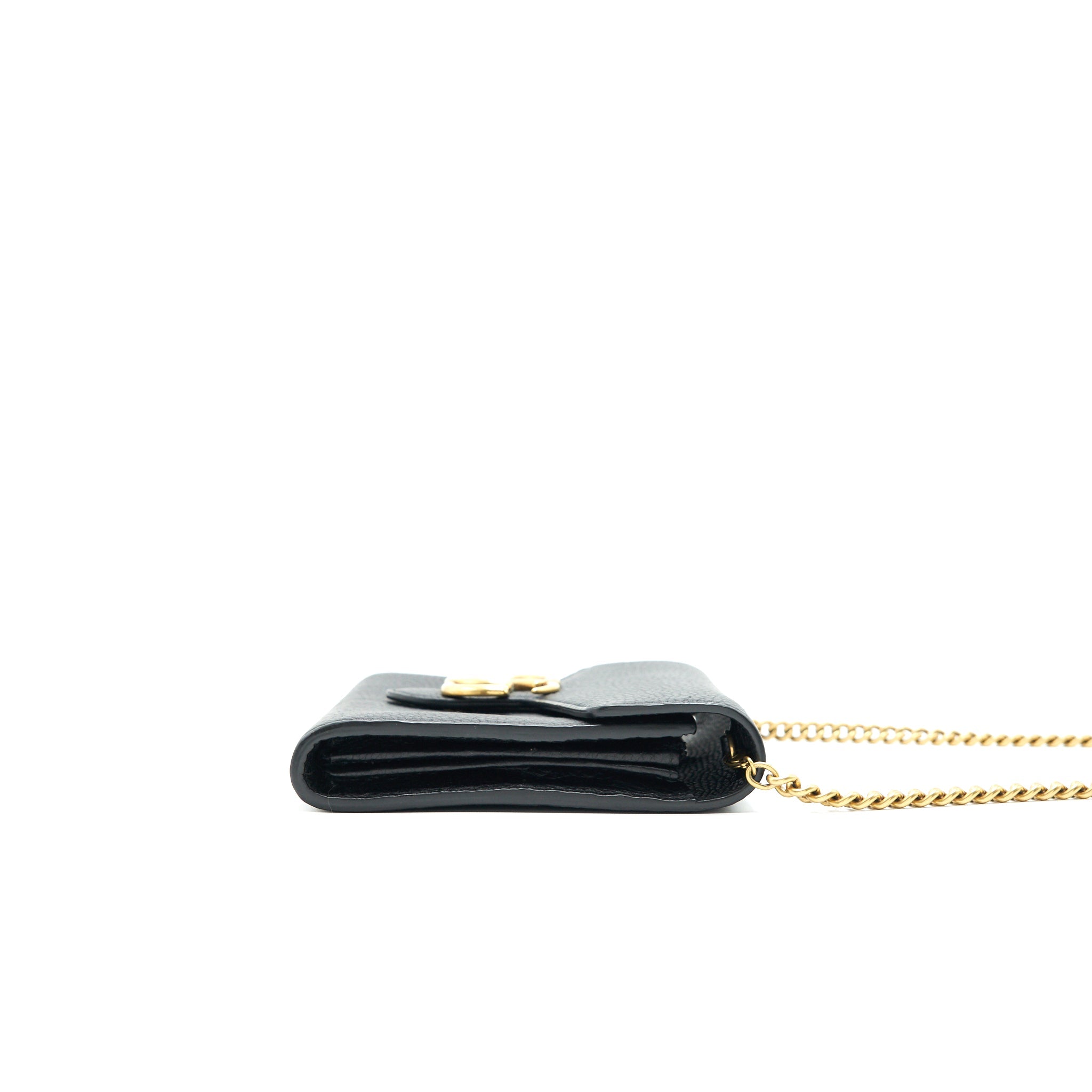 GUCCI GRAINED CALFSKIN GG LOGO WALLET ON CHAIN WITH GHW