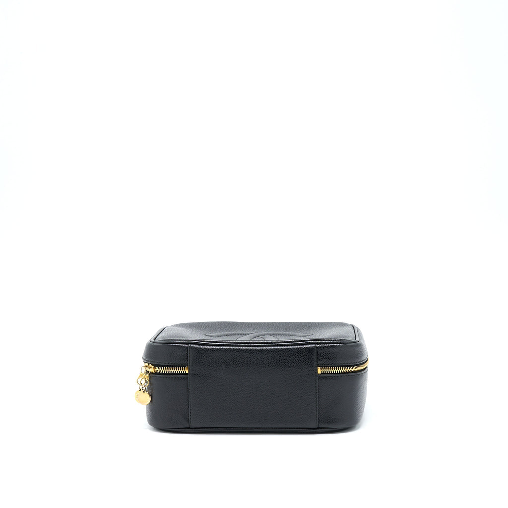 CHANEL VINTAGE CC LOGO VANITY CAVIAR BLACK GHW