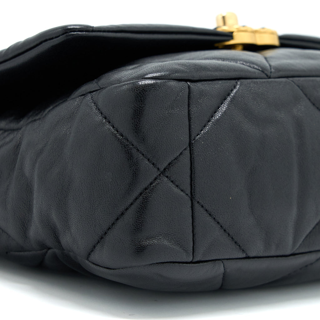 CHANEL SMALL 19 BAG GOATSKIN BLACK MULTICOLOUR HARDWARE