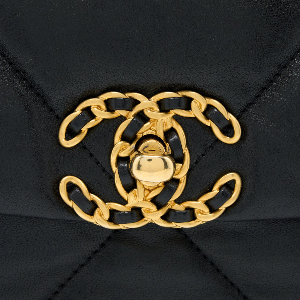 CHANEL SMALL 19 BAG GOATSKIN BLACK MULTICOLOUR HARDWARE