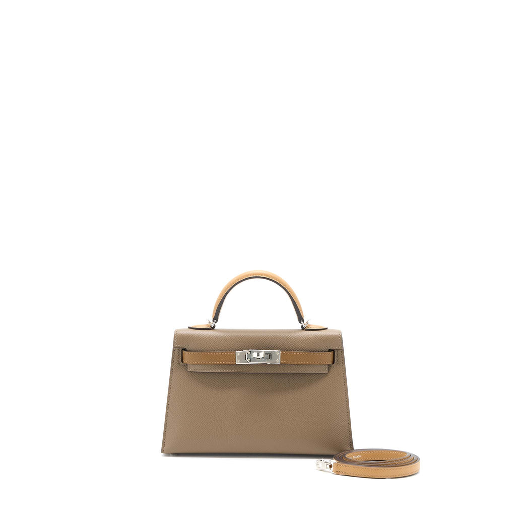 HERMES MINI KELLY 20CM EPSOM ETOUPE / ALEZAN / BISCUIT SHW