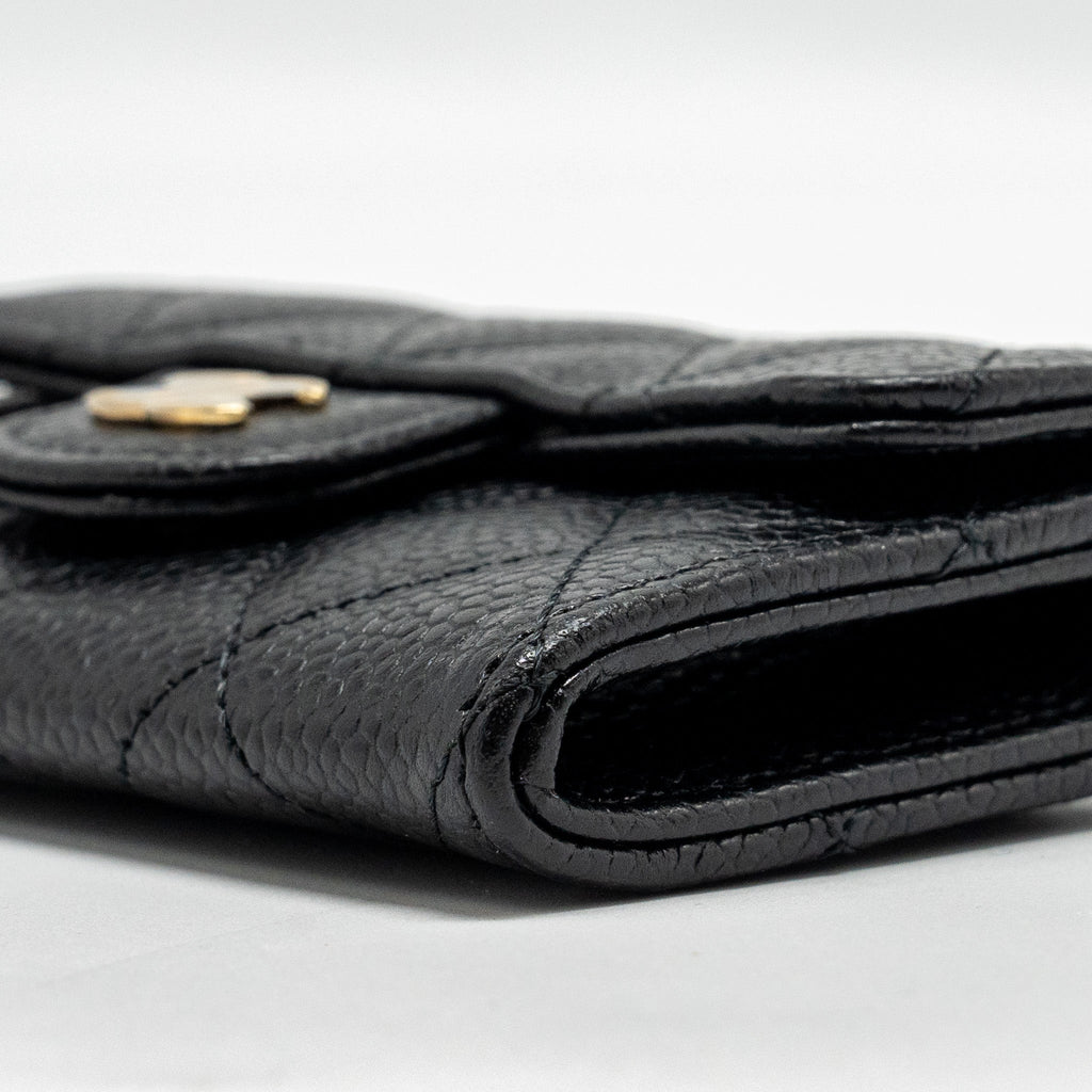 CHANEL CLASSIC FLAP CARD HOLDER CAVIAR BLACK GHW (MICROCHIP)