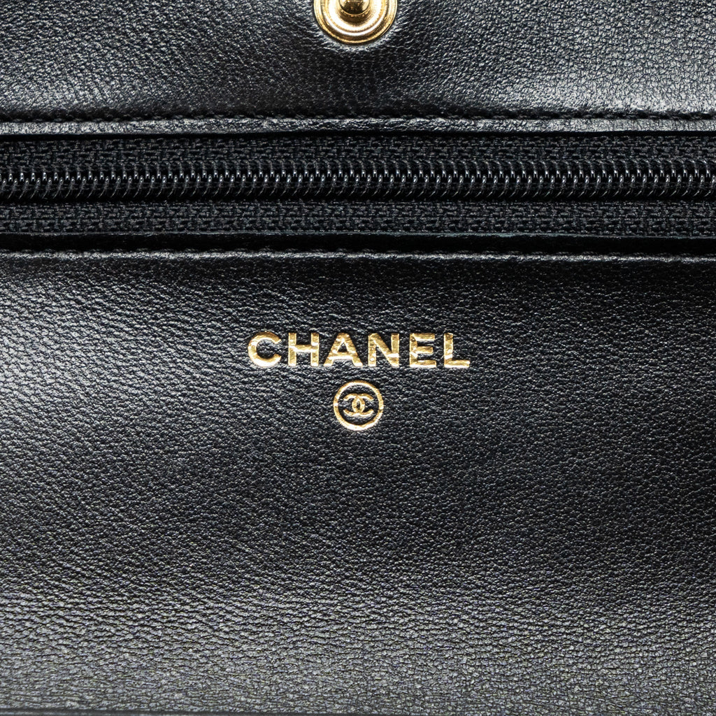 CHANEL CLASSIC WALLET ON CHAIN LAMBSKIN BLACK GHW