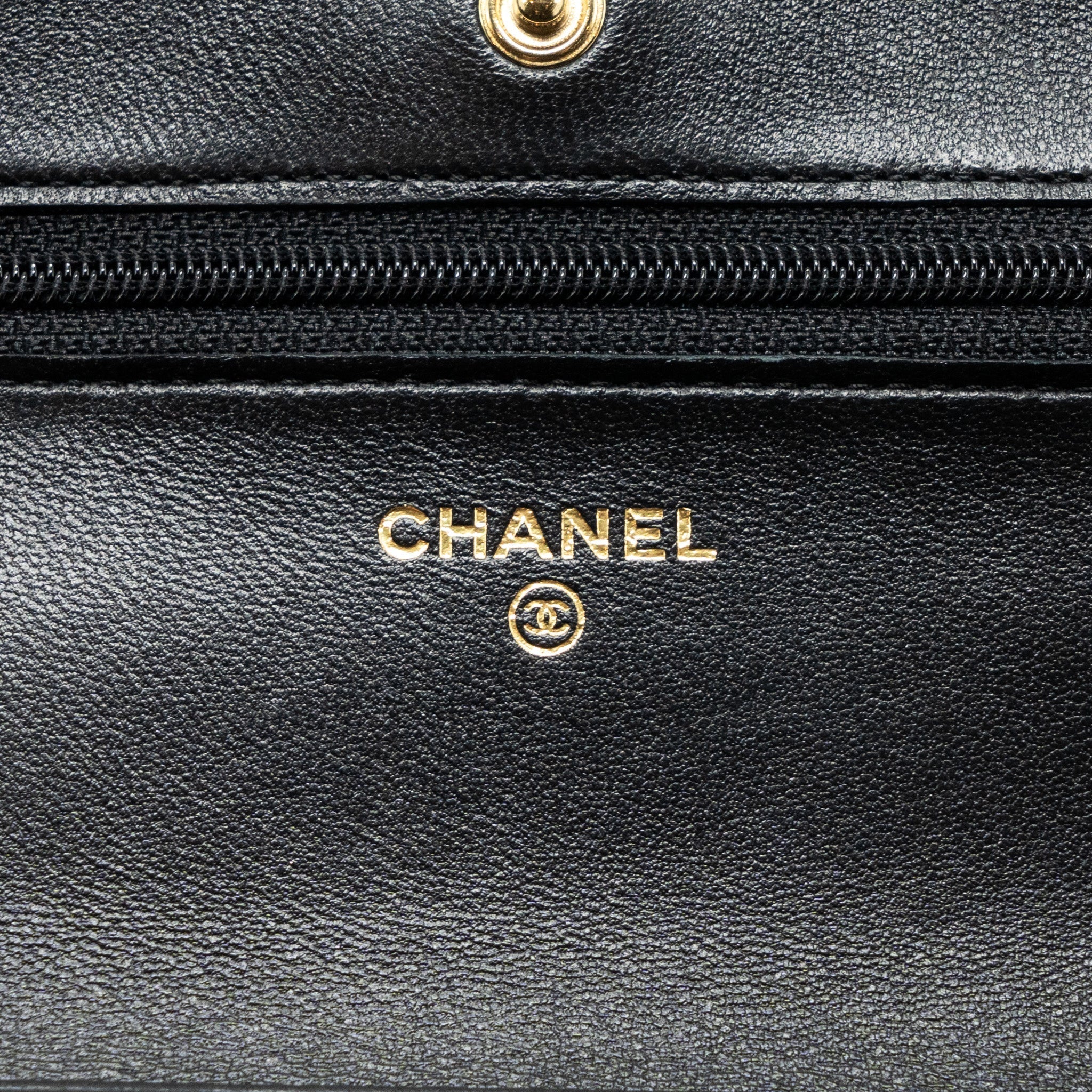 CHANEL CLASSIC WALLET ON CHAIN LAMBSKIN BLACK GHW