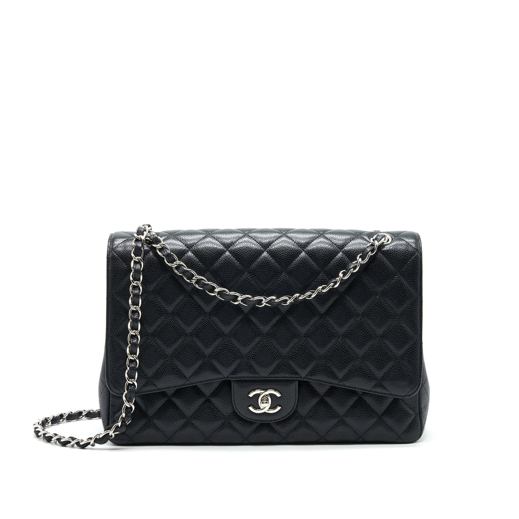 CHANEL CAVIER CLASSIC MAXI SINGLE FLAP BAG BLACK SHW