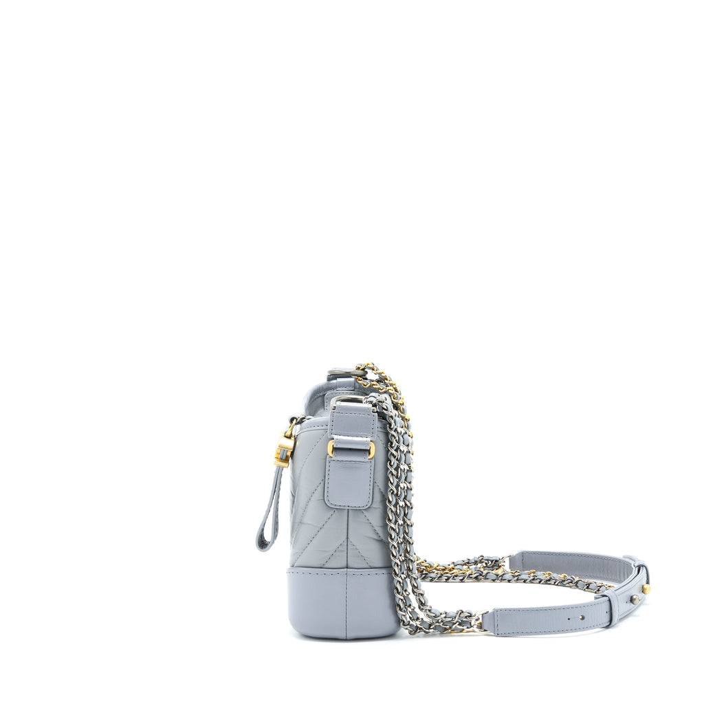 CHANEL CHEVRON SMALL GABRIELLE HOBO BAG AGED CALFSKIN GREY MULTICOLOUR HARDWARE