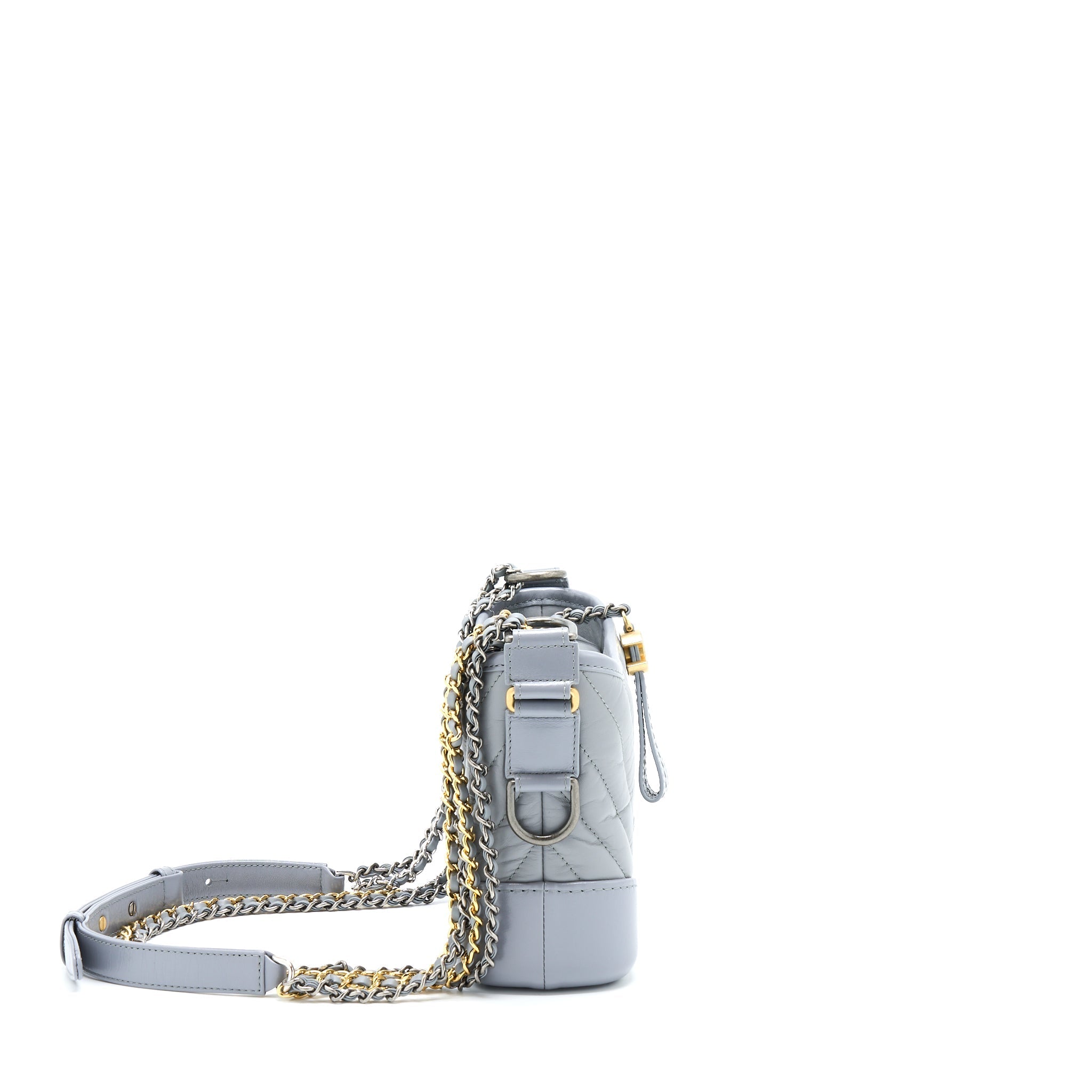 CHANEL CHEVRON SMALL GABRIELLE HOBO BAG AGED CALFSKIN GREY MULTICOLOUR HARDWARE