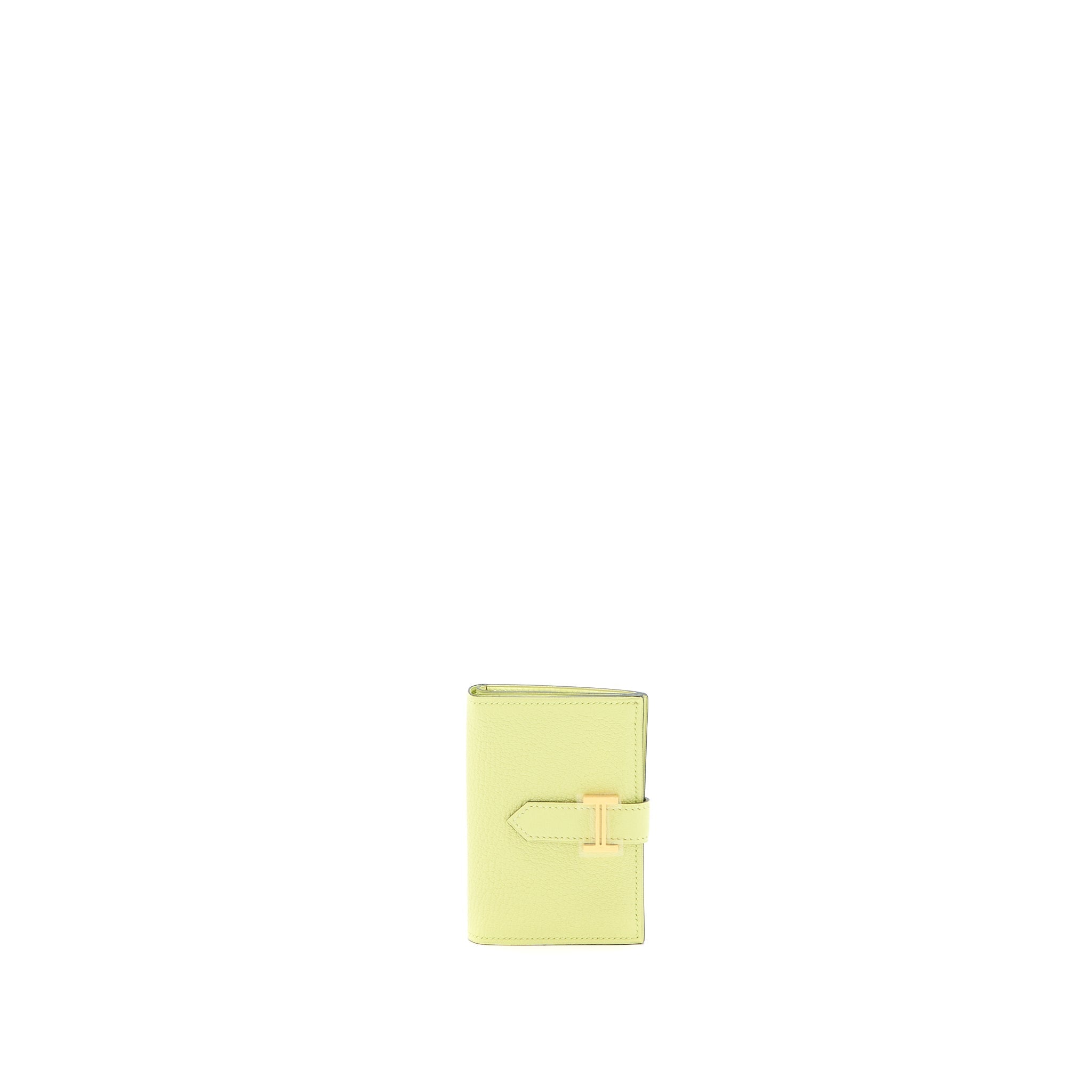 HERMES BEARN COMPACT WALLET CHEVRE MYSORE R9 JAUNE BOURGE GHW