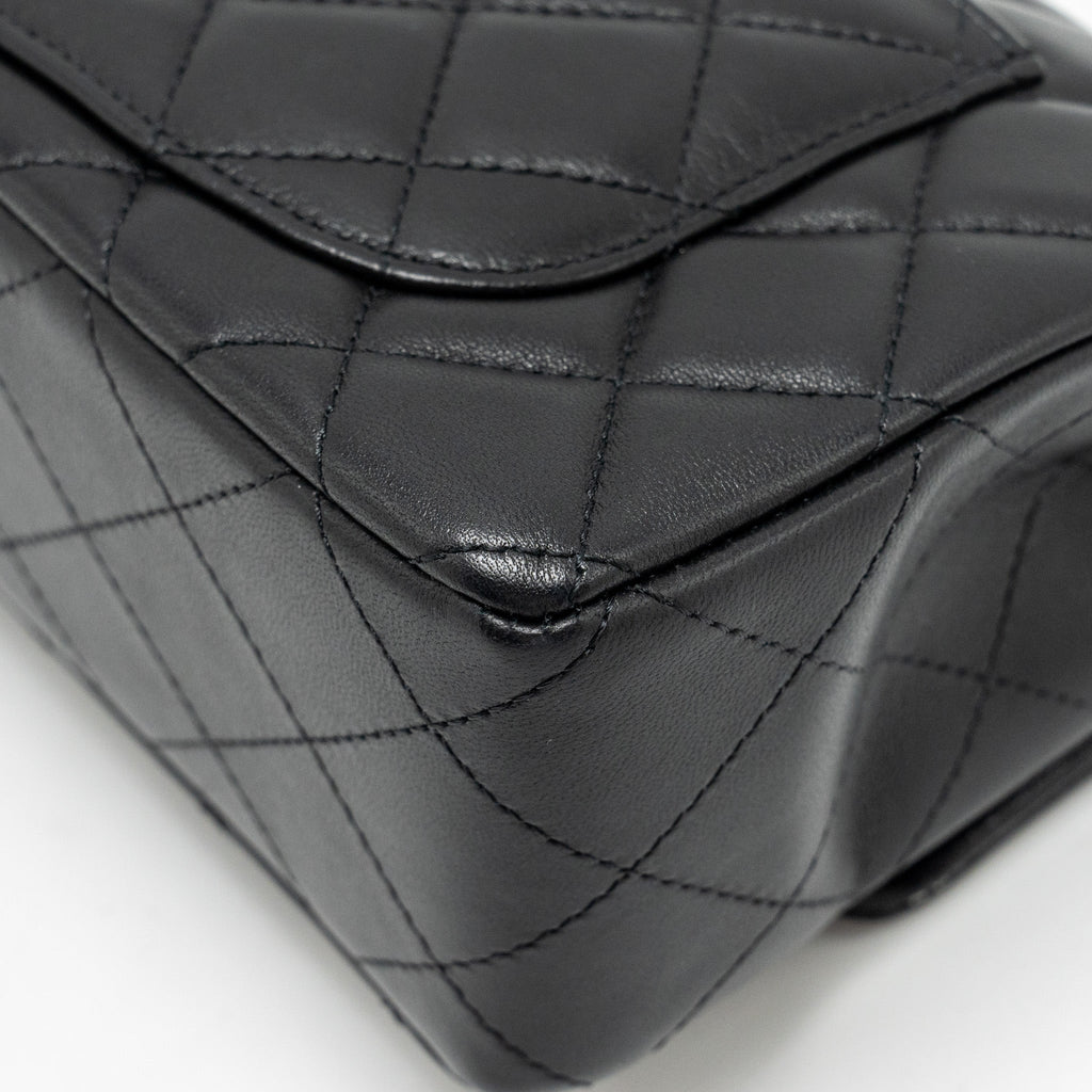 CHANEL MINI RECTANGULAR FLAP BAG LAMBSKIN BLACK LGHW (MICROCHIP)