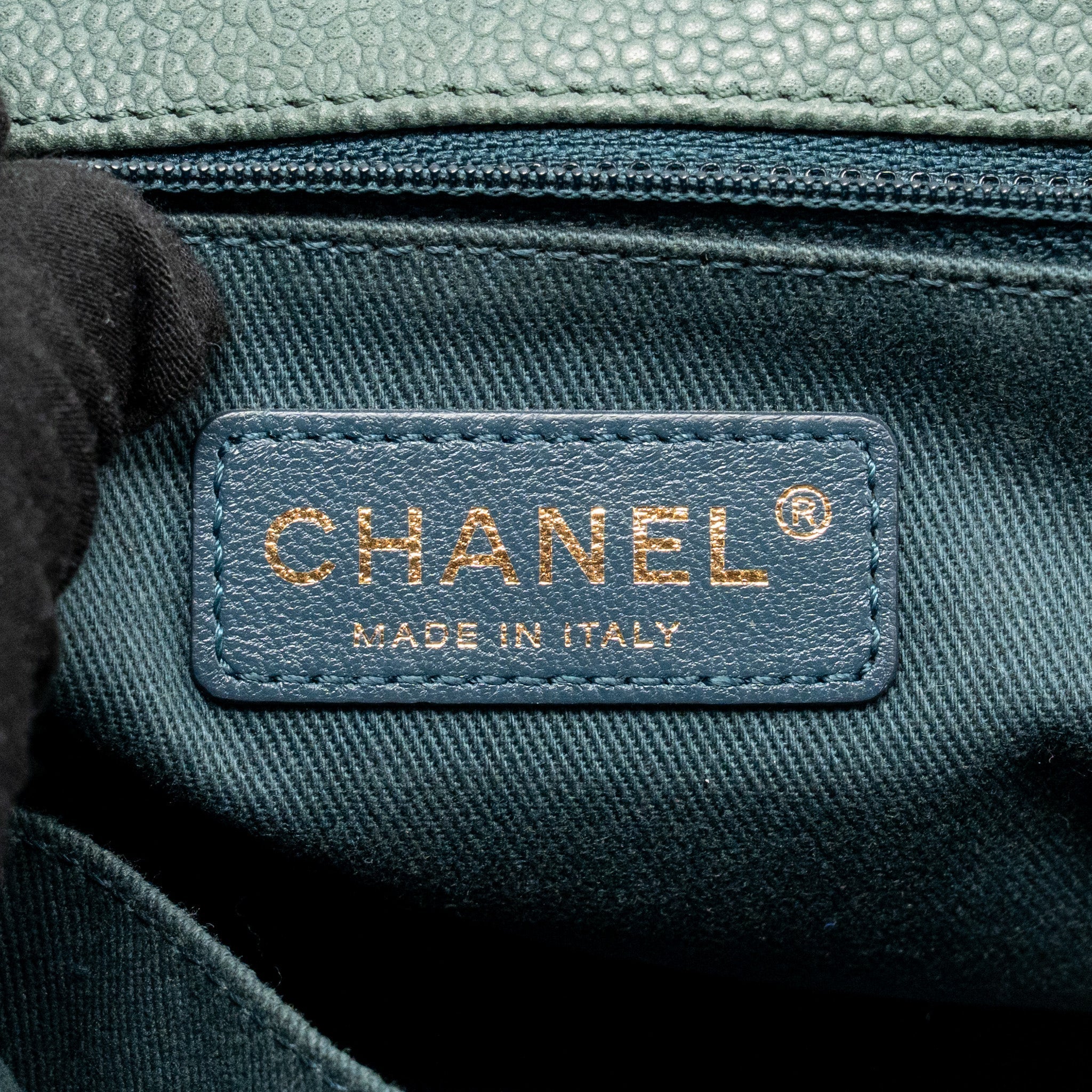 CHANEL TOP HANDLE FLAP SHOULDER BAG WITH CHAIN CAVIAR DARK GREEN GHW