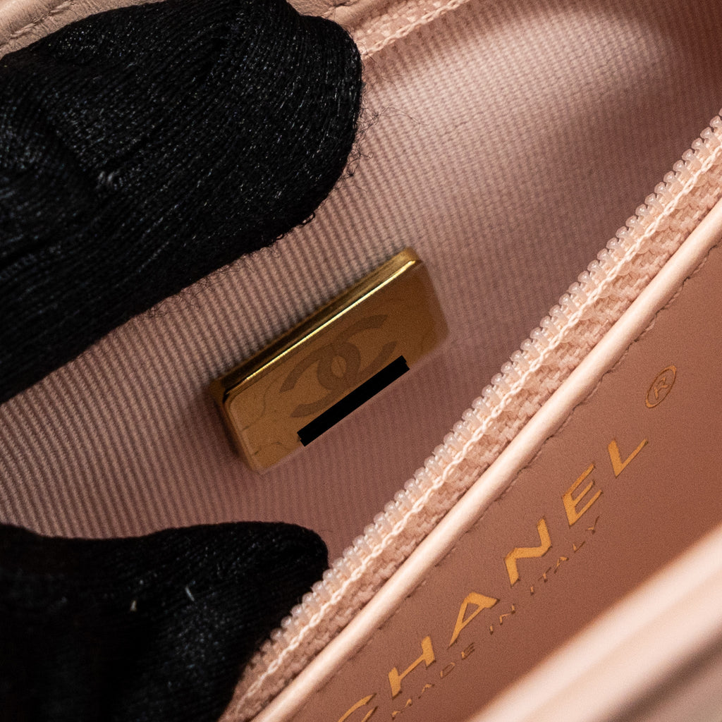 CHANEL 23K MINI SHOPPING BAG CALFSKIN LIGHT PINK  BRUSHED GHW(MICROCHIP)