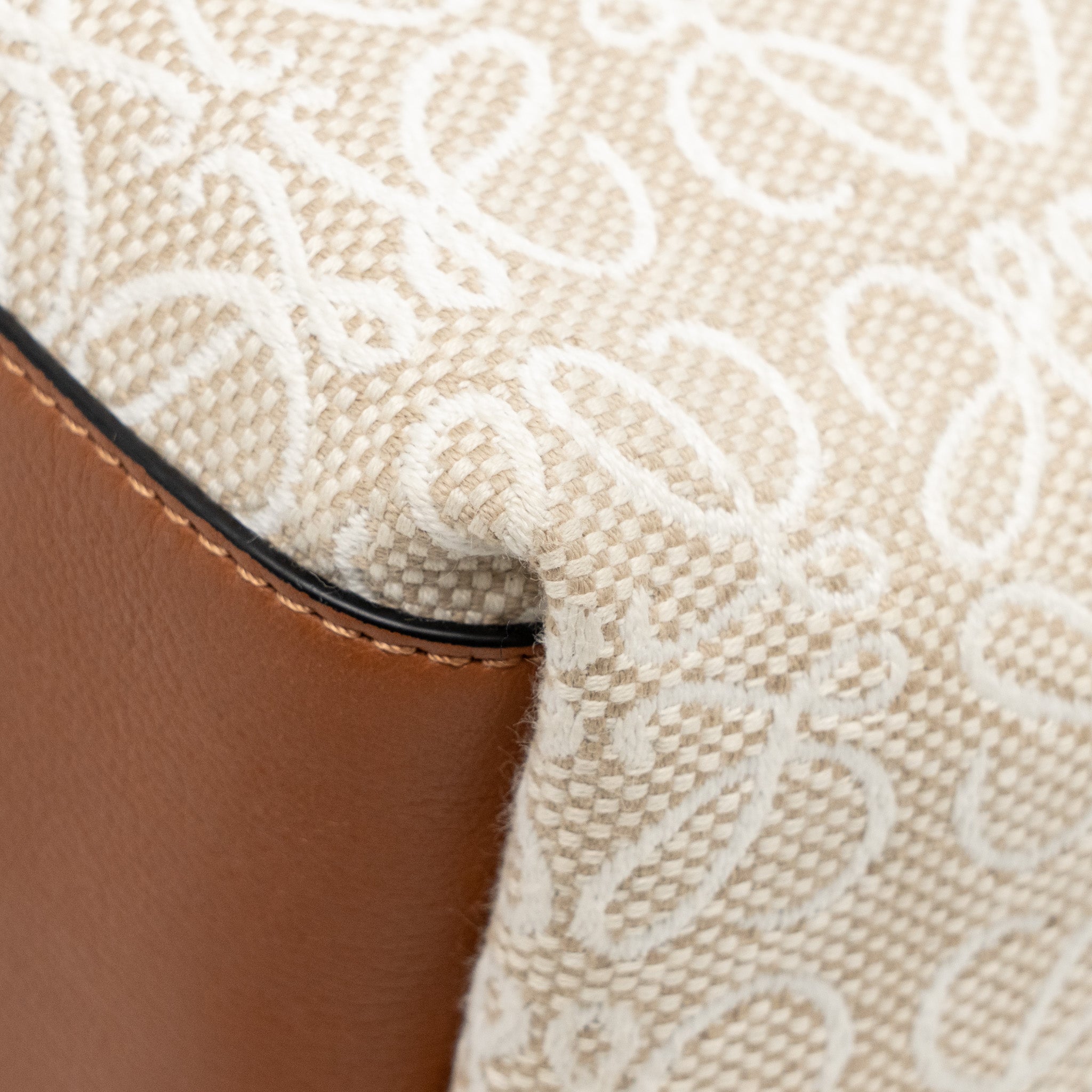 LOEWE SMALL CUBI BAG ANAGRAM JACQUARD CALFSKIN BEIGE/BROWN GHW