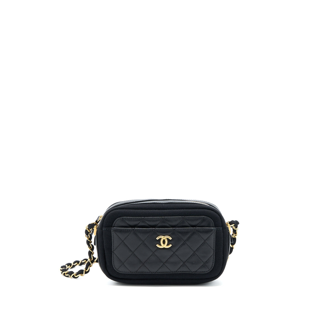 CHANEL CAMERA BAG LEATHER/ CANVAS BLACK GHW