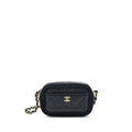 CHANEL CAMERA BAG LEATHER/ CANVAS BLACK GHW