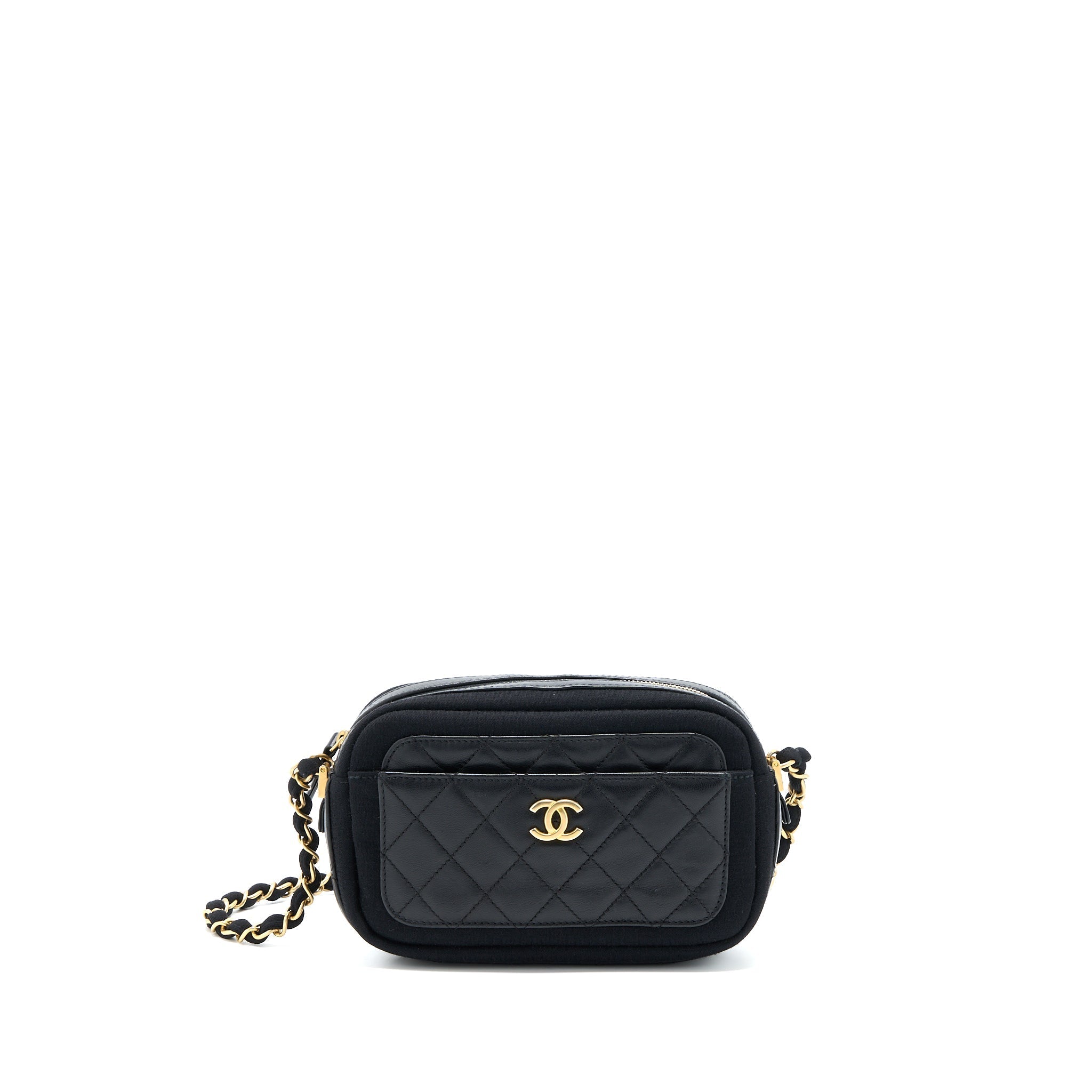 CHANEL CAMERA BAG LEATHER/ CANVAS BLACK GHW
