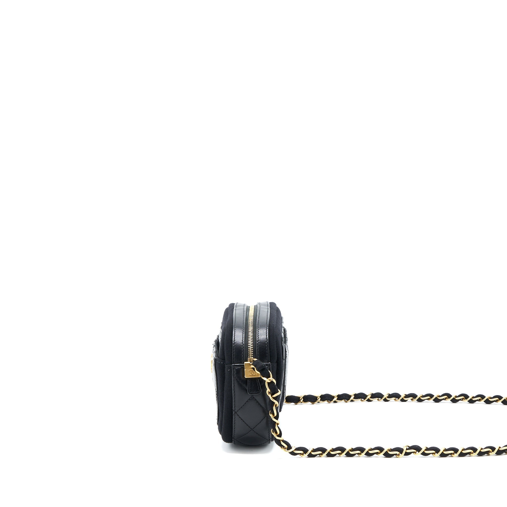 CHANEL CAMERA BAG LEATHER/ CANVAS BLACK GHW