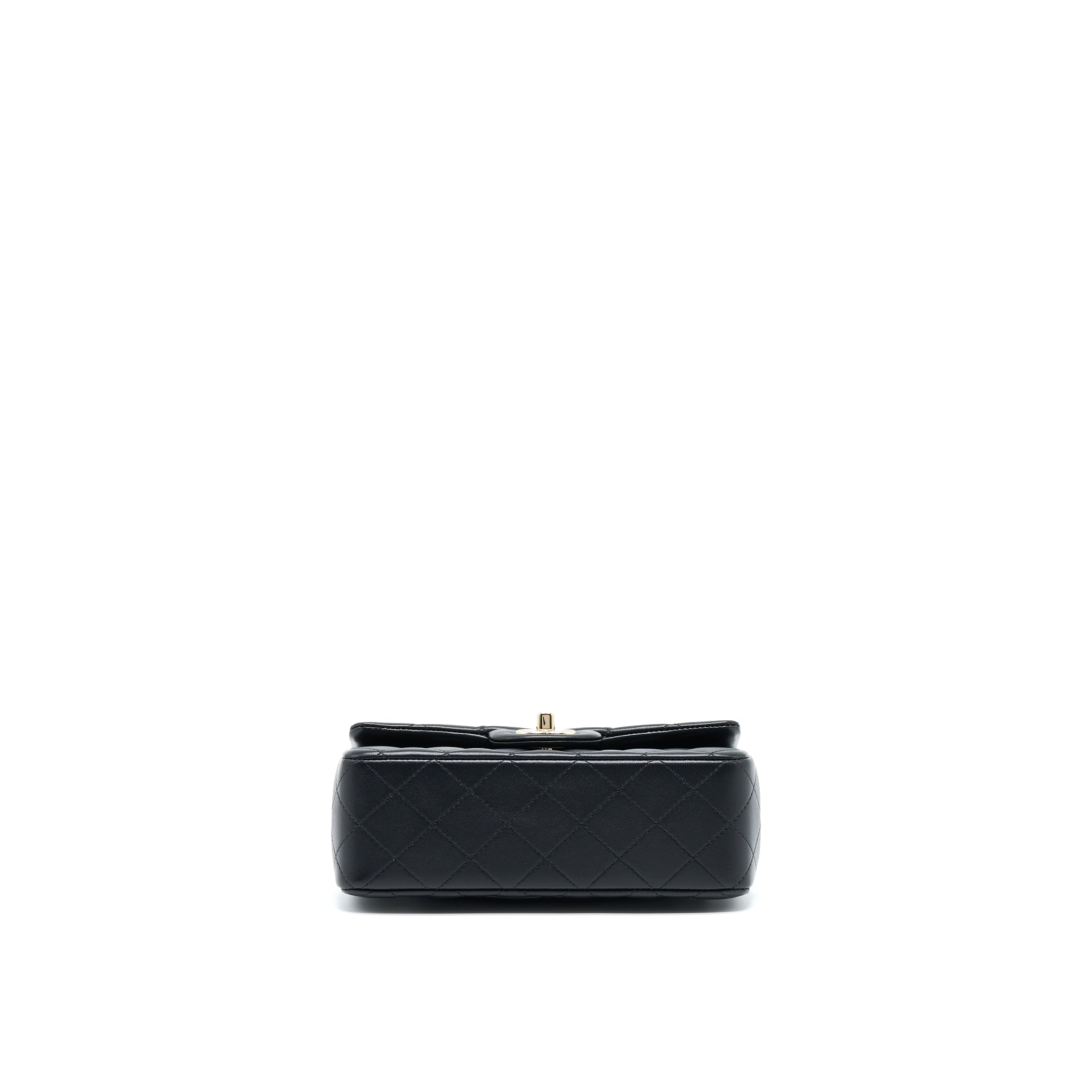 CHANEL 22A TOP HANDLE MINI RECTANGULAR FLAP BAG LAMBSKIN BLACK GHW (MICROCHIP)