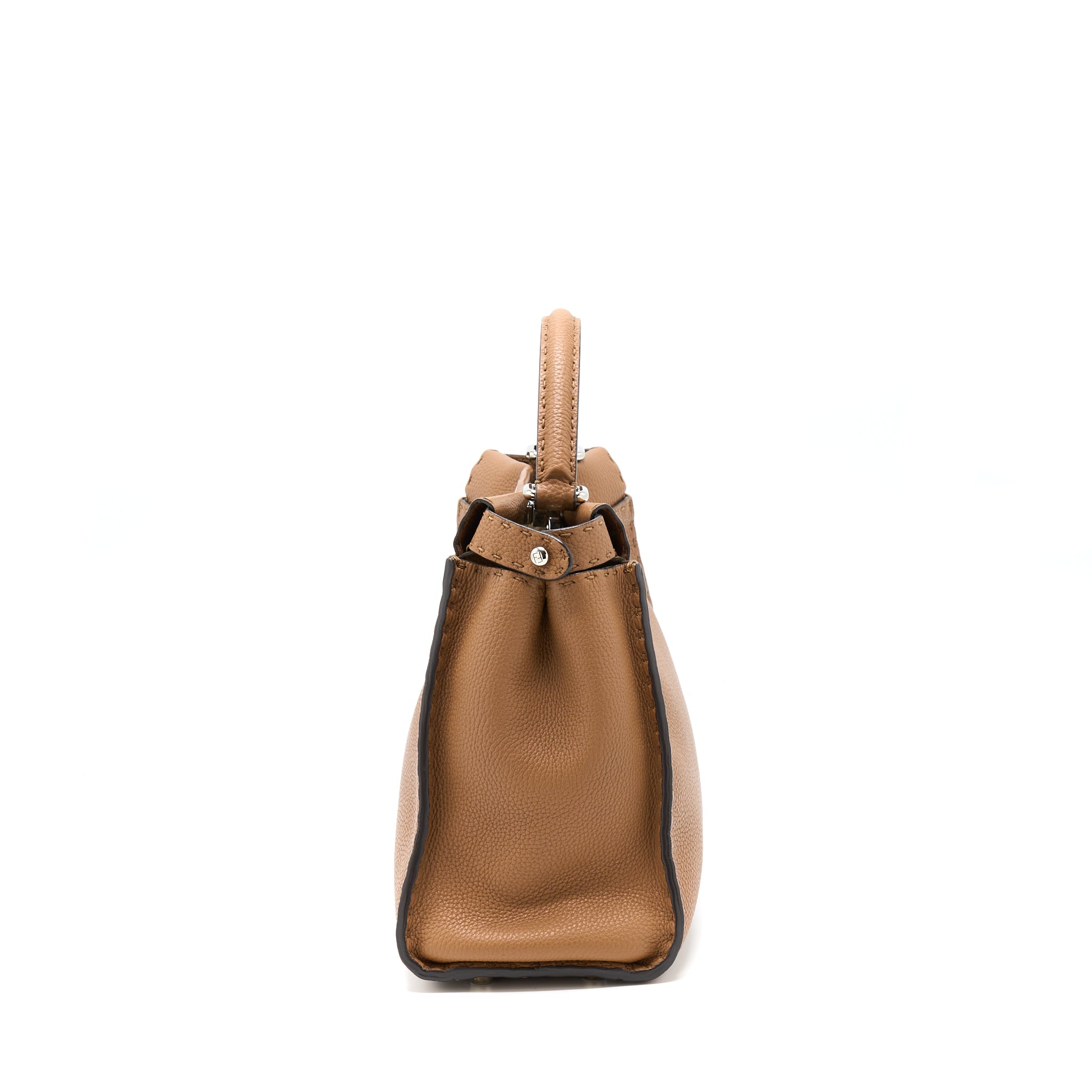 FENDI MEDIUM PEEKABOO TOTE BAG GRAINED CALFSKIN CARAMEL SHW